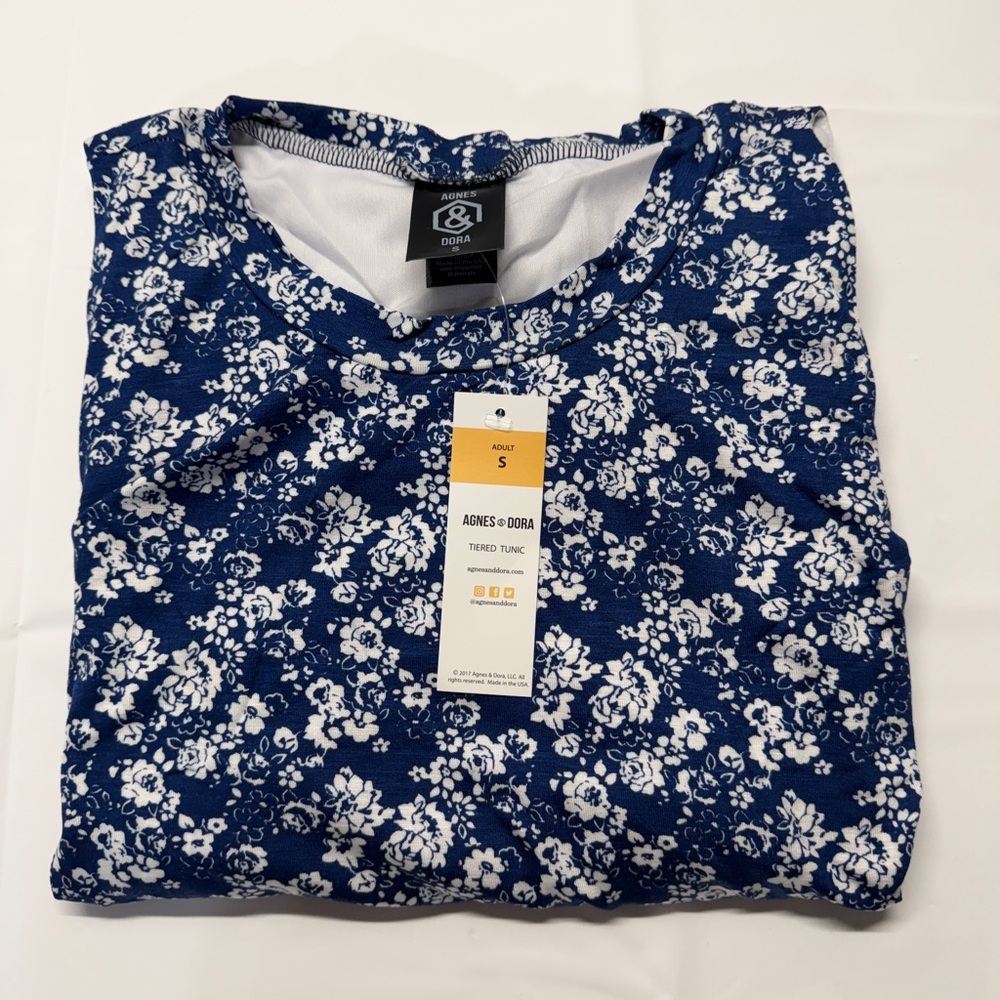 Agnes & Dora Blue and White Floral Tunic